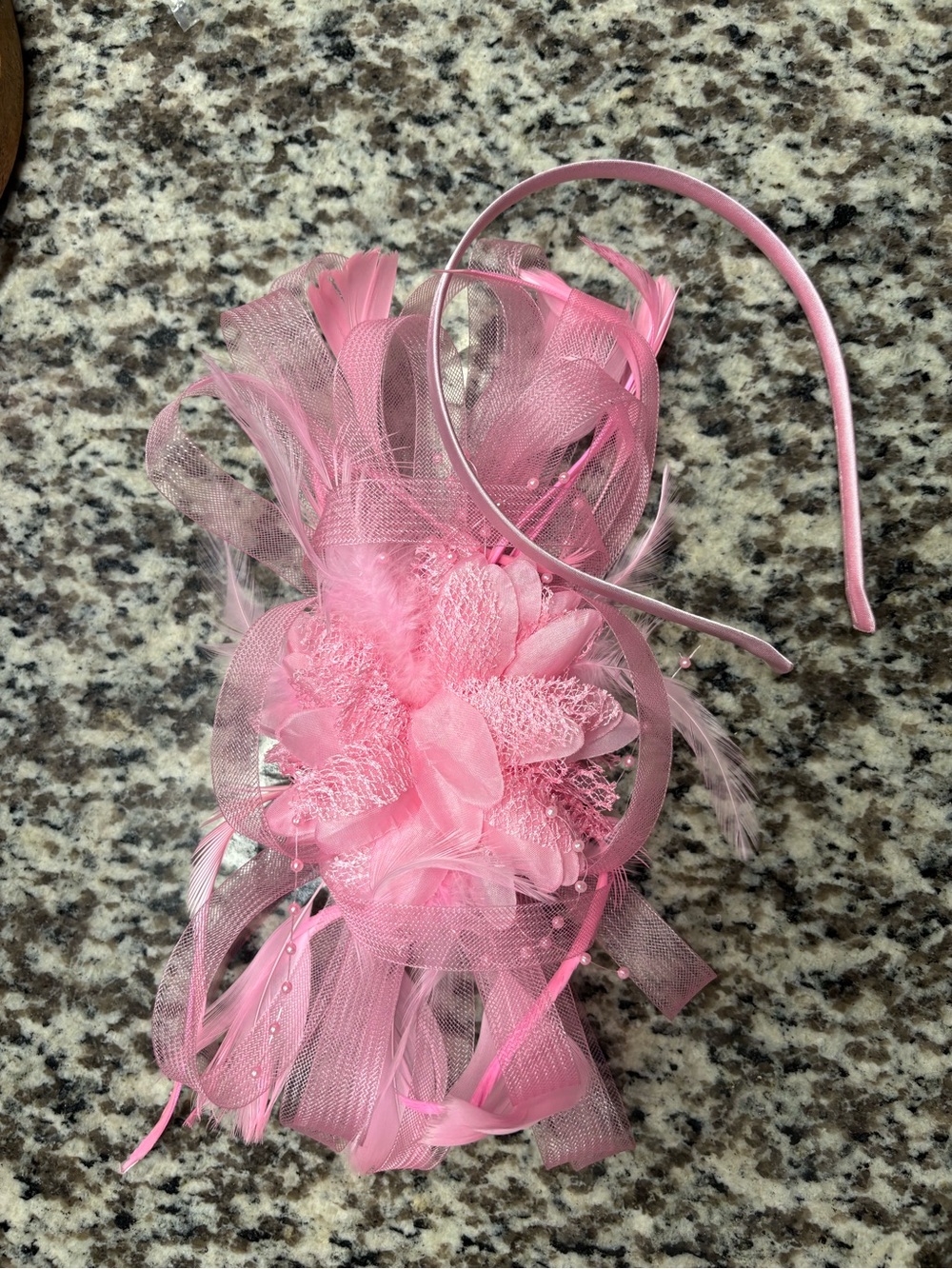 Brand New! Pink Floral Feathered Headband Fascinator